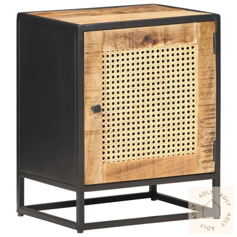 Nattbord 40X30X50 Cm Grovt Heltre Mango Og Naturlig Stokk