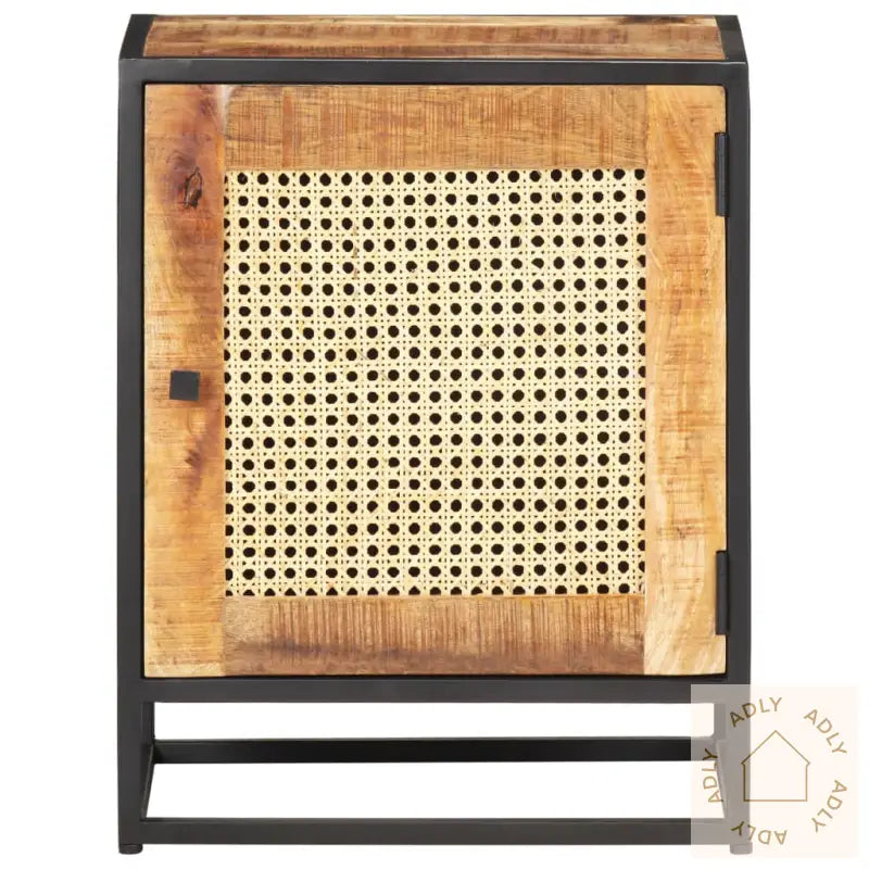 Nattbord 40X30X50 Cm Grovt Heltre Mango Og Naturlig Stokk
