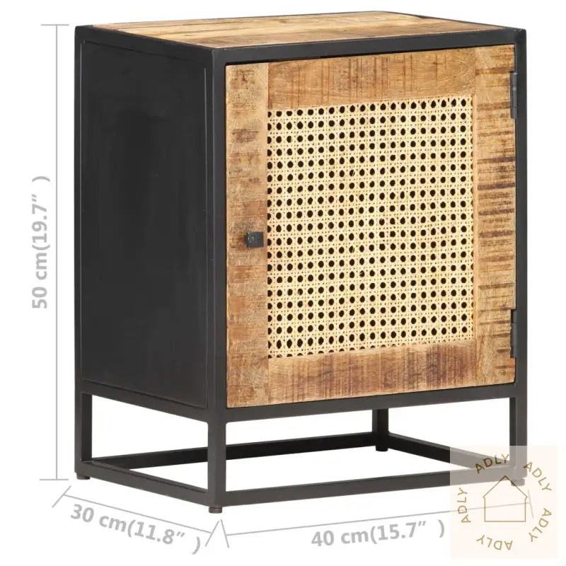 Nattbord 40X30X50 Cm Grovt Heltre Mango Og Naturlig Stokk