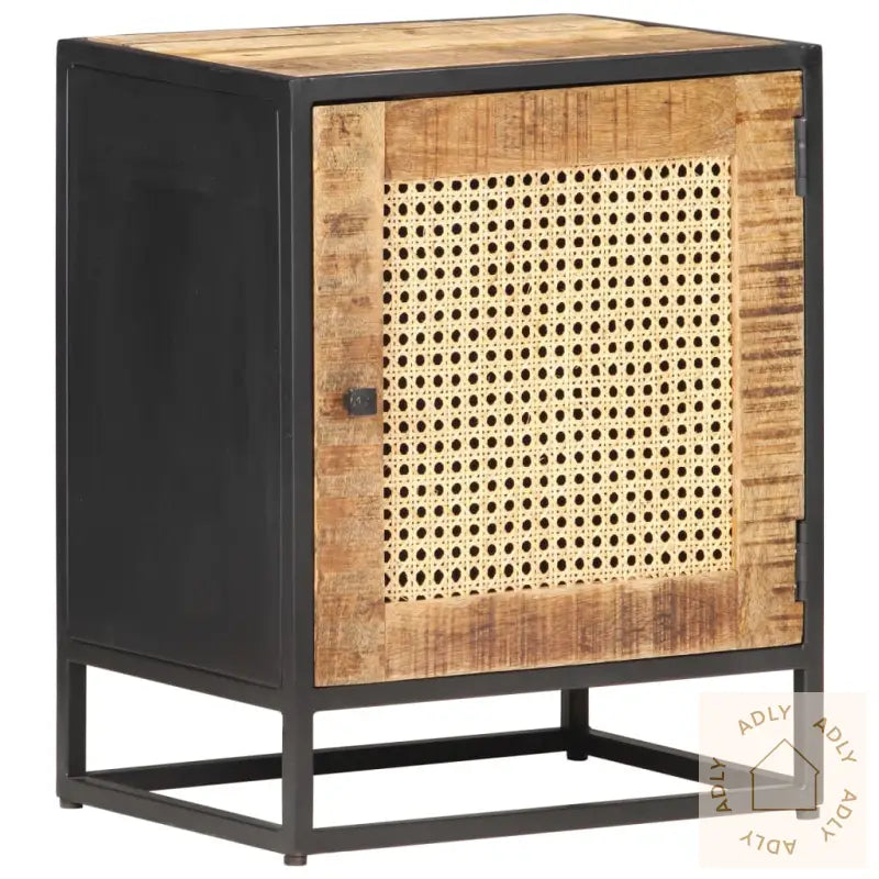 Nattbord 40X30X50 Cm Grovt Heltre Mango Og Naturlig Stokk