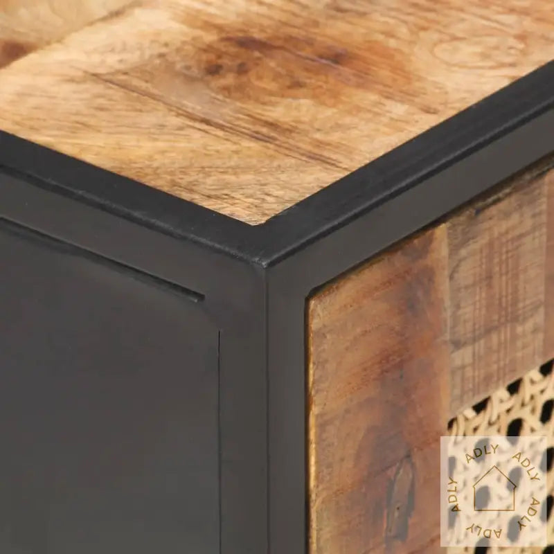 Nattbord 40X30X50 Cm Grovt Heltre Mango Og Naturlig Stokk