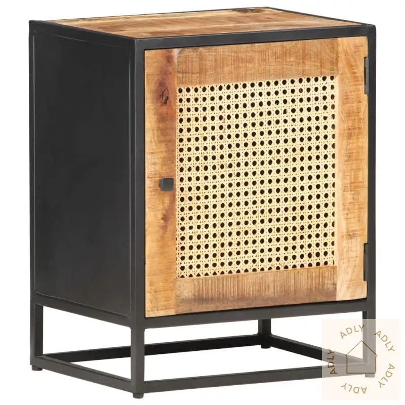 Nattbord 40X30X50 Cm Grovt Heltre Mango Og Naturlig Stokk