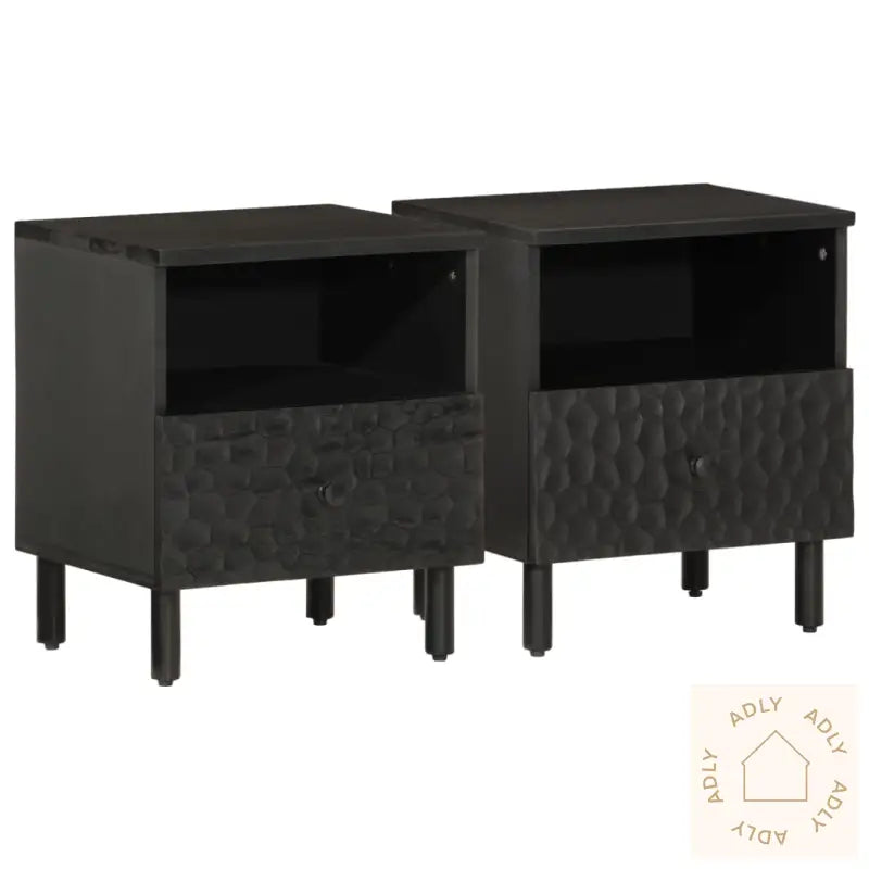 Nattbord 2 Stk Svart 40X33X46 Cm Heltre Mango