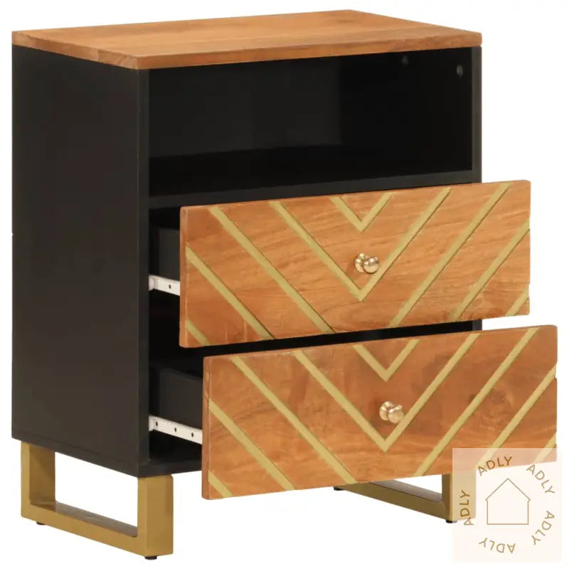 Nattbord Brun Og Svart 50X33X60 Cm Heltre Mango