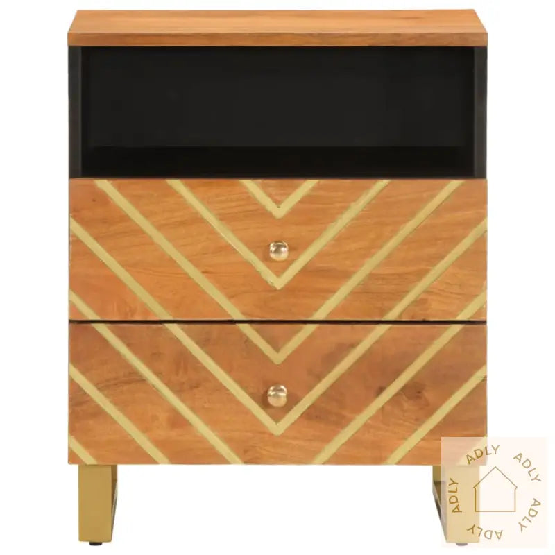 Nattbord Brun Og Svart 50X33X60 Cm Heltre Mango