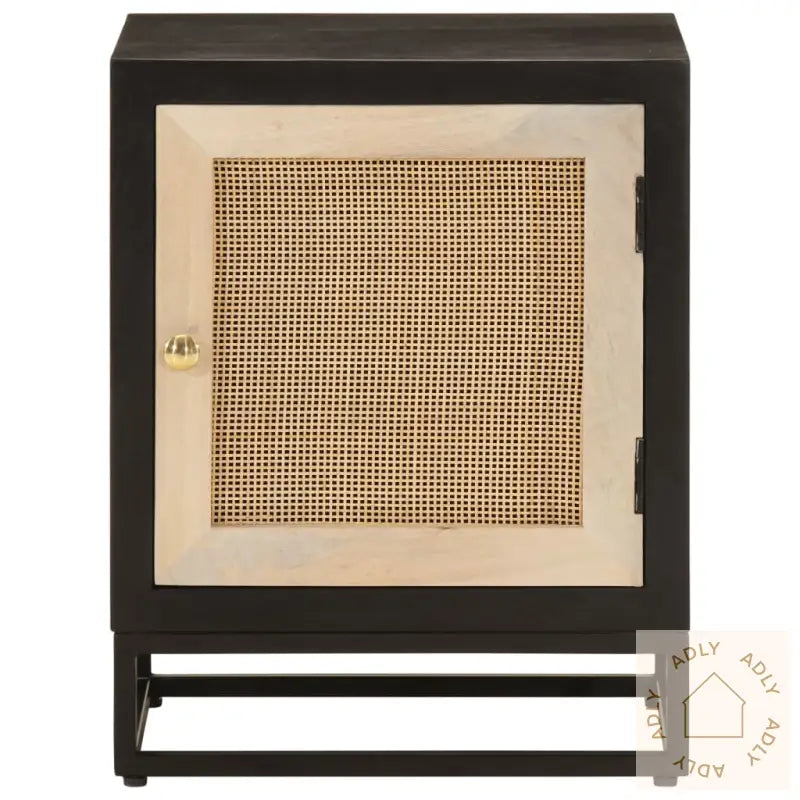 Nattbord Svart 40X30X50 Cm Heltre Mango Og Jern