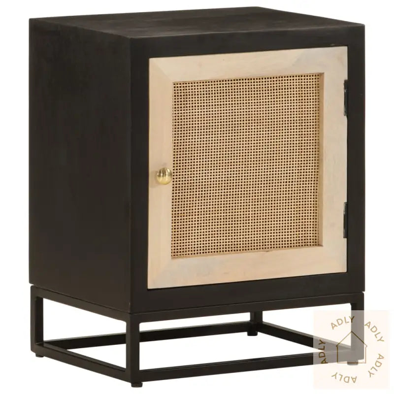 Nattbord Svart 40X30X50 Cm Heltre Mango Og Jern