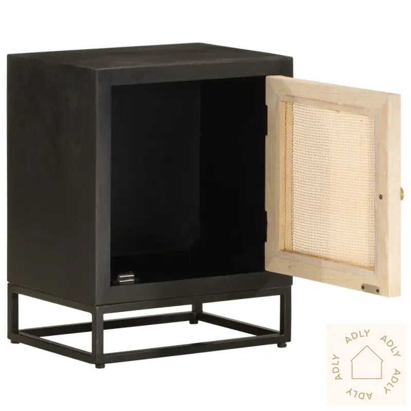 Nattbord Svart 40X30X50 Cm Heltre Mango Og Jern