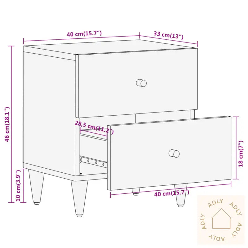Nattbord 40X33X46 Cm Heltre Mango