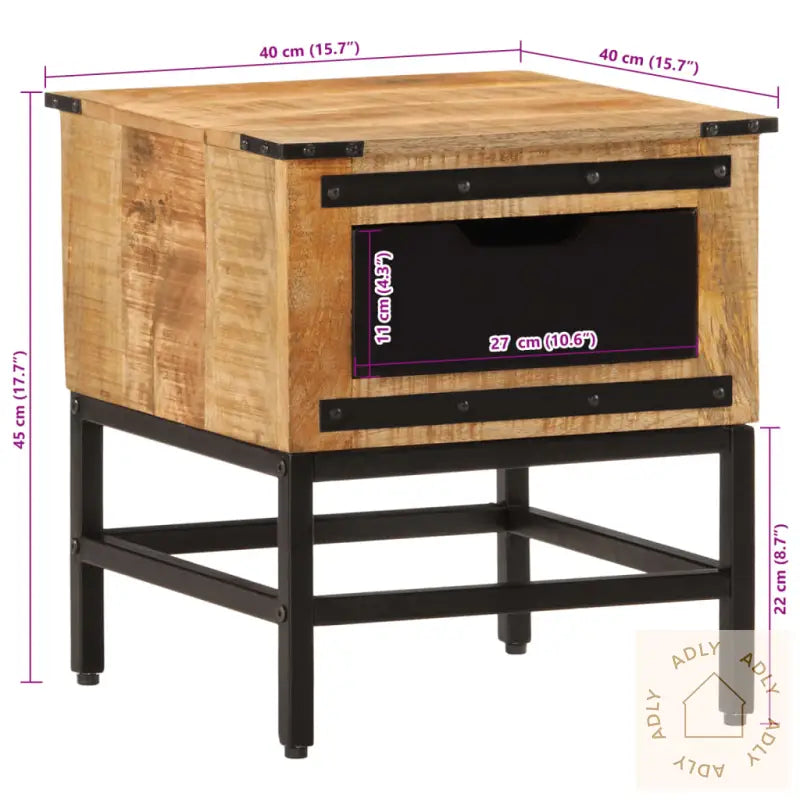 Nattbord 40X40X45 Cm Heltre Mango