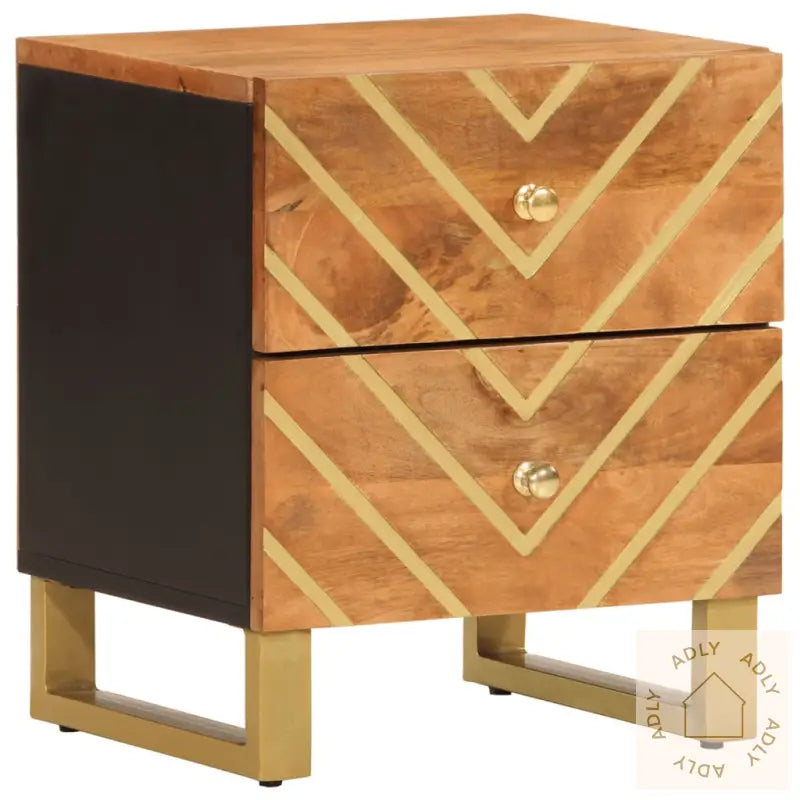 Nattbord Brun Og Svart Heltre Mango