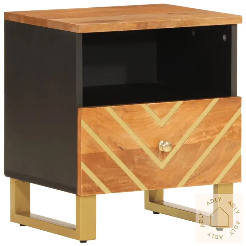 Nattbord Brun Og Svart Heltre Mango