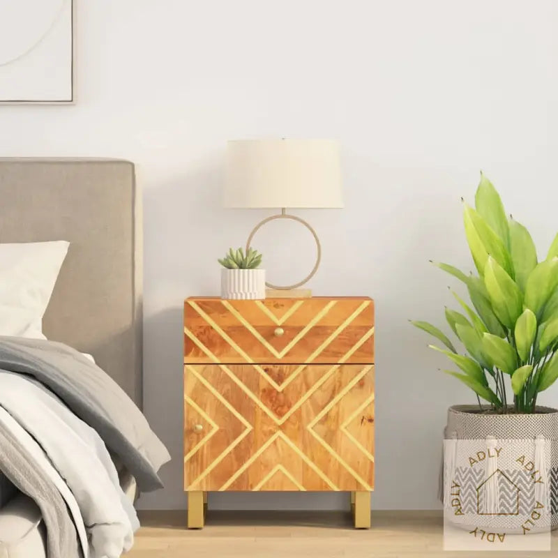 Nattbord Brun Og Svart 50X33X60 Cm Heltre Mango