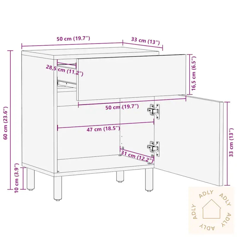 Nattbord Brun 50X33X60 Cm Heltre Mango