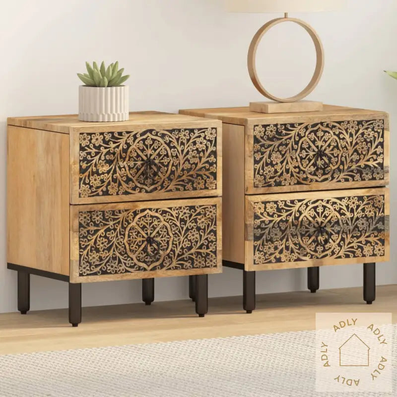 Nattbord 2 Stk 40X33X46 Cm Heltre Mango