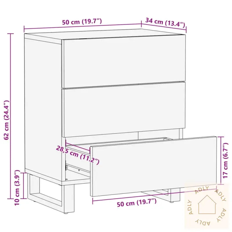 Nattbord 50X34X62 Cm Heltre Mango