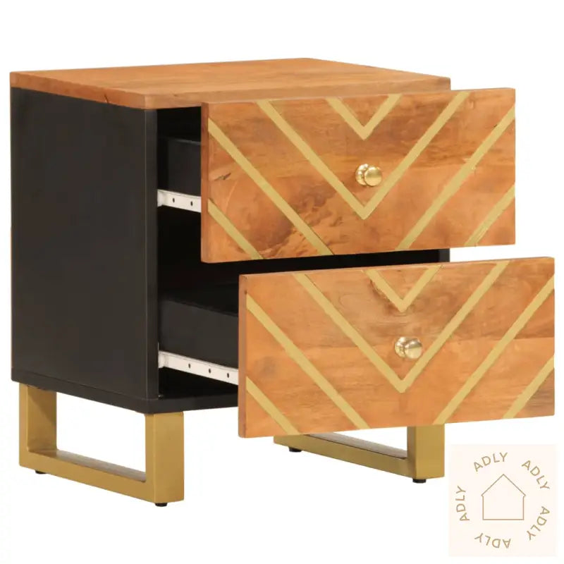 Nattbord Brun Og Svart Heltre Mango