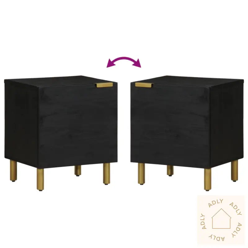 Nattbord Svart 40X33X46 Cm Heltre Mango