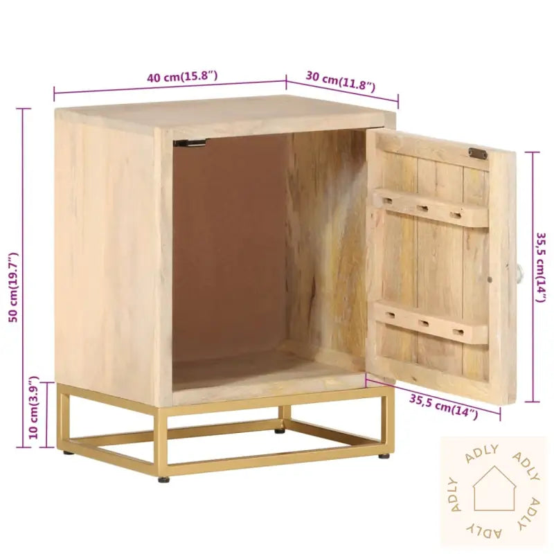 Nattbord 40X30X50 Cm Heltre Mango Og Jern