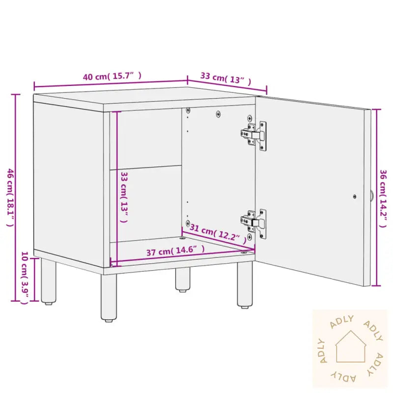 Nattbord Svart 40X33X46 Cm Heltre Mango
