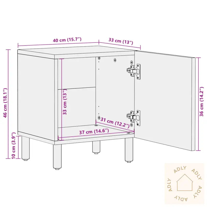 Nattbord 2 Stk Svart 40X33X46 Cm Heltre Mango