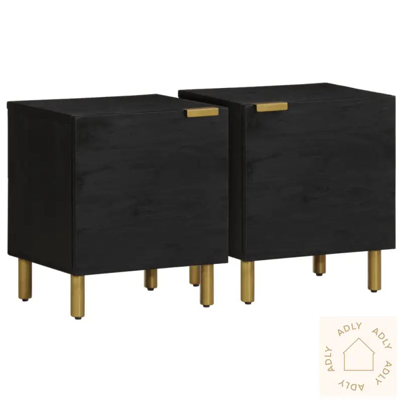 Nattbord 2 Stk Svart 40X33X46 Cm Heltre Mango
