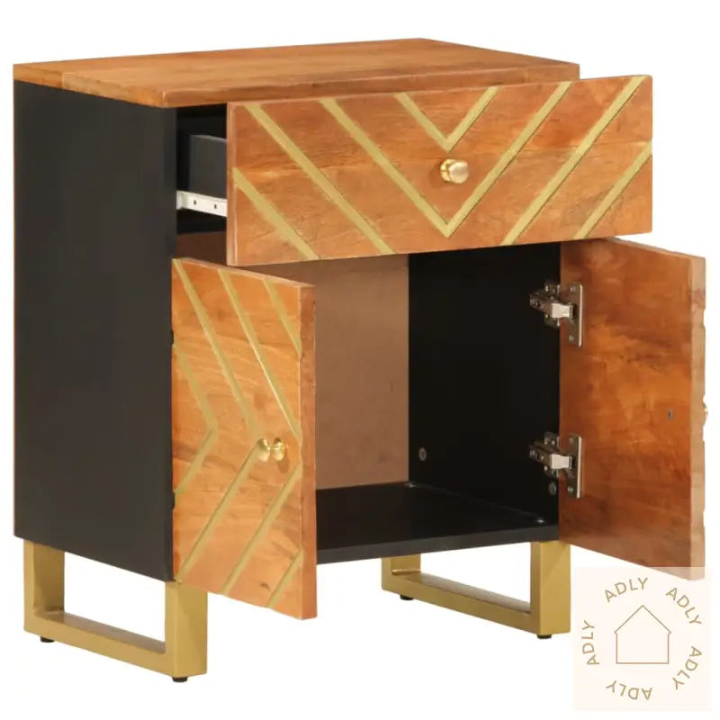 Nattbord Brun Og Svart 50X33X60 Cm Heltre Mango