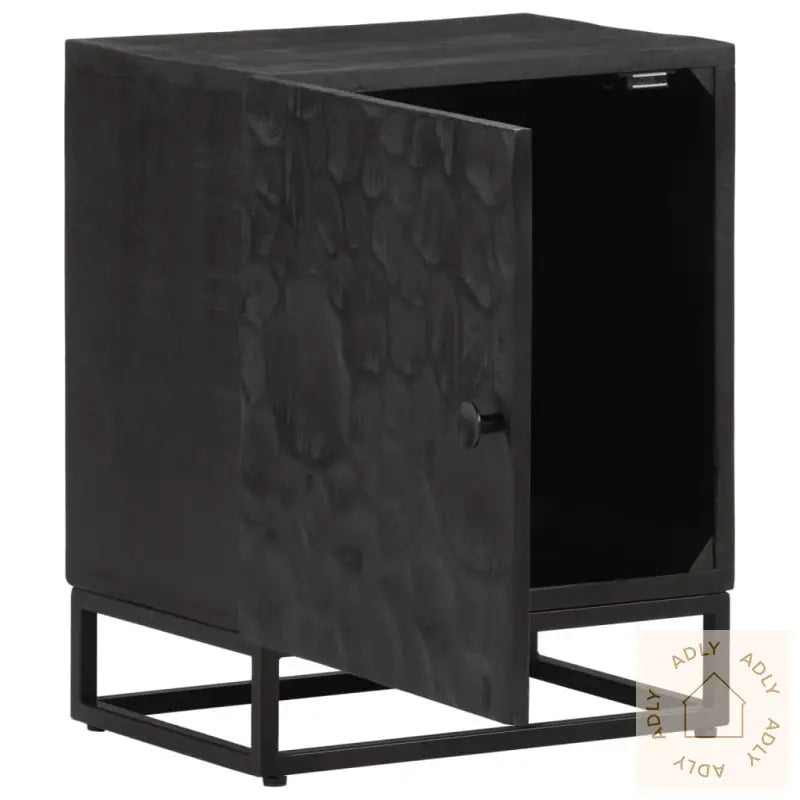 Nattbord Svart 40X30X50 Cm Heltre Mango Og Jern