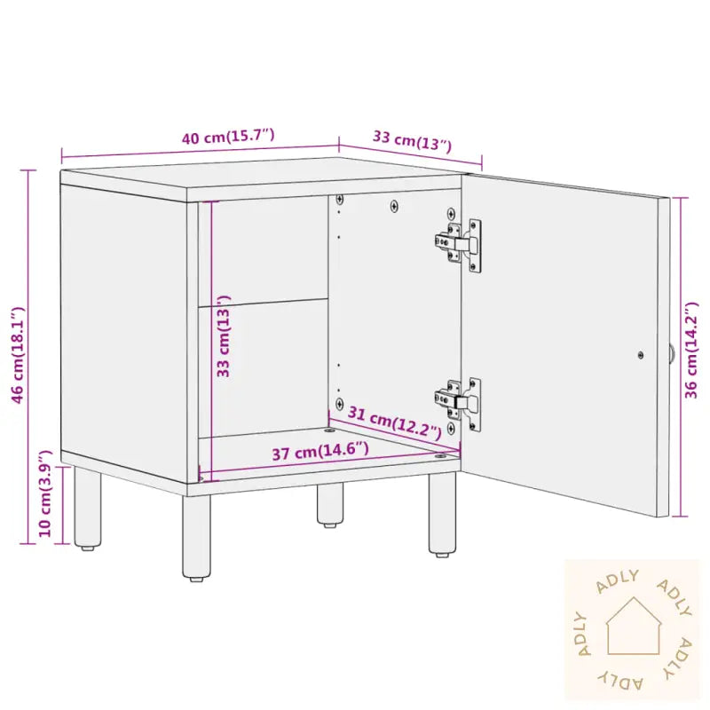 Nattbord 2 Stk 40X33X46 Cm Heltre Mango