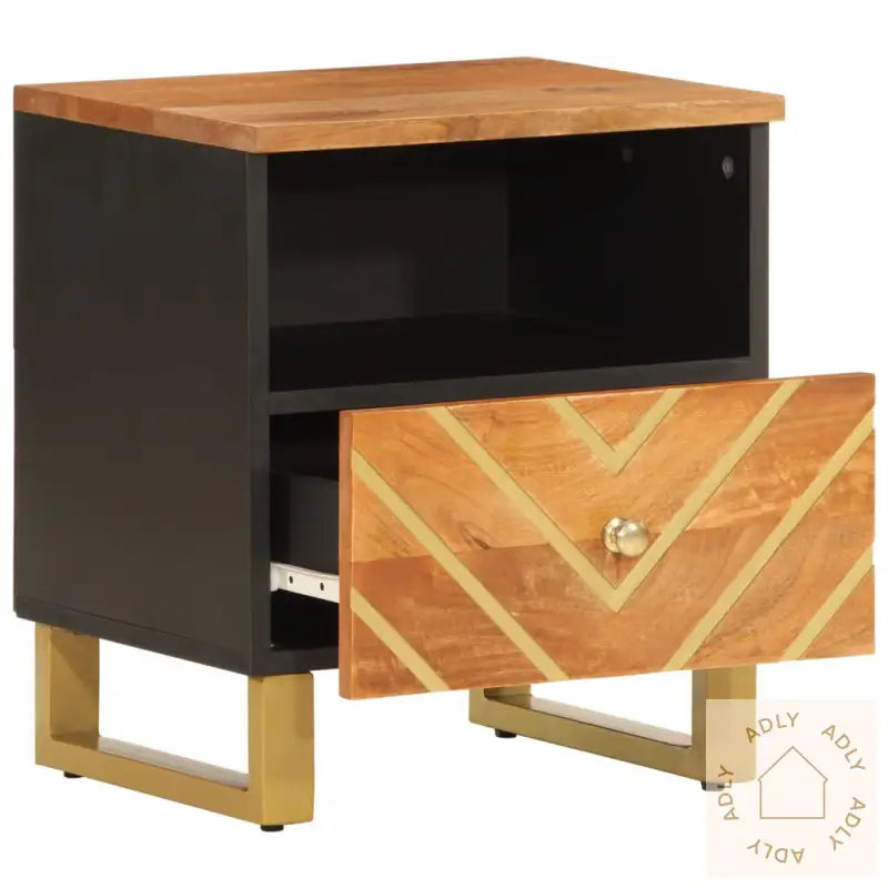 Nattbord 2 Stk Brun Og Svart Heltre Mango