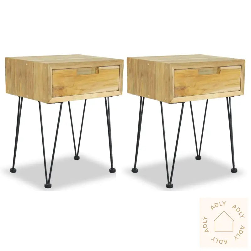 Nattbord 2 Stk 40X30X50 Cm Heltre Teak
