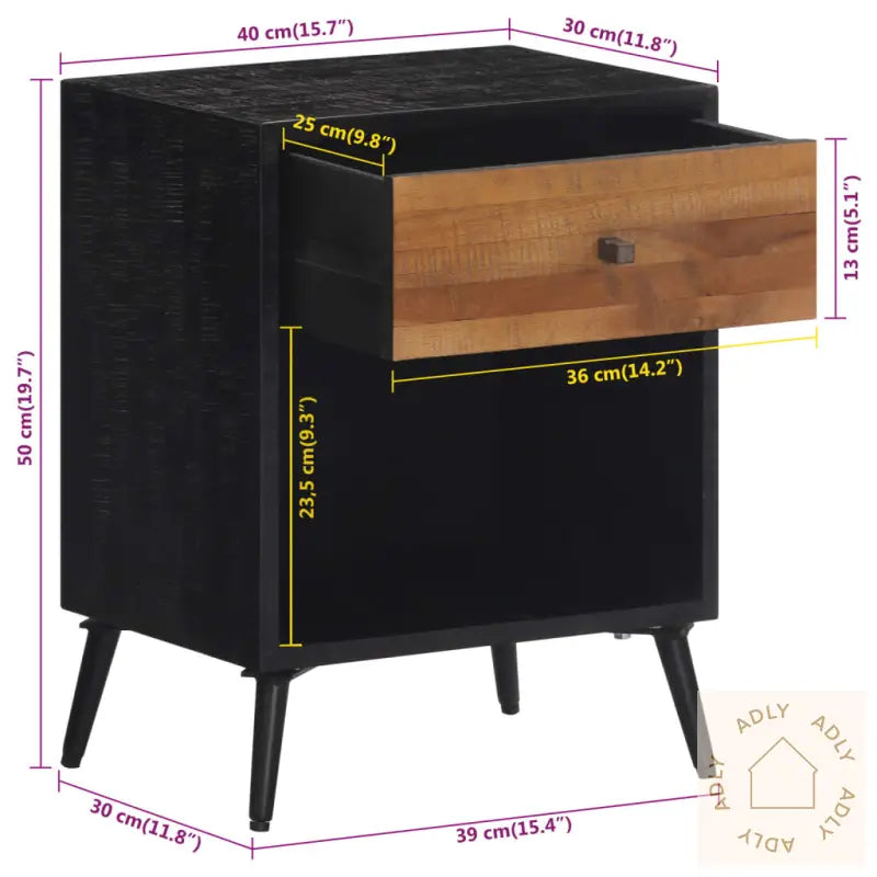 Nattbord 40X30X50 Cm Heltre Teak