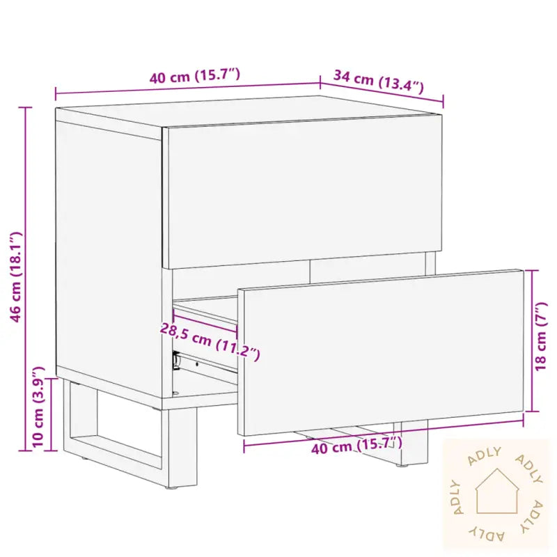 Nattbord 40X34X46 Cm Heltre Mango