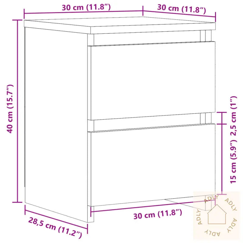Nattbord Artisan Eik 30X30X40 Cm Konstruert Tre