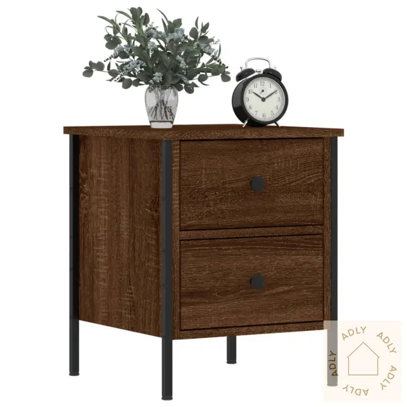 Nattbord 2 Stk Brun Eik 40X42X50 Cm Konstruert Tre