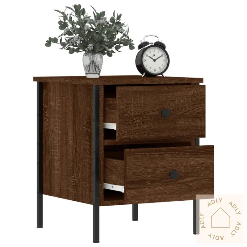 Nattbord 2 Stk Brun Eik 40X42X50 Cm Konstruert Tre