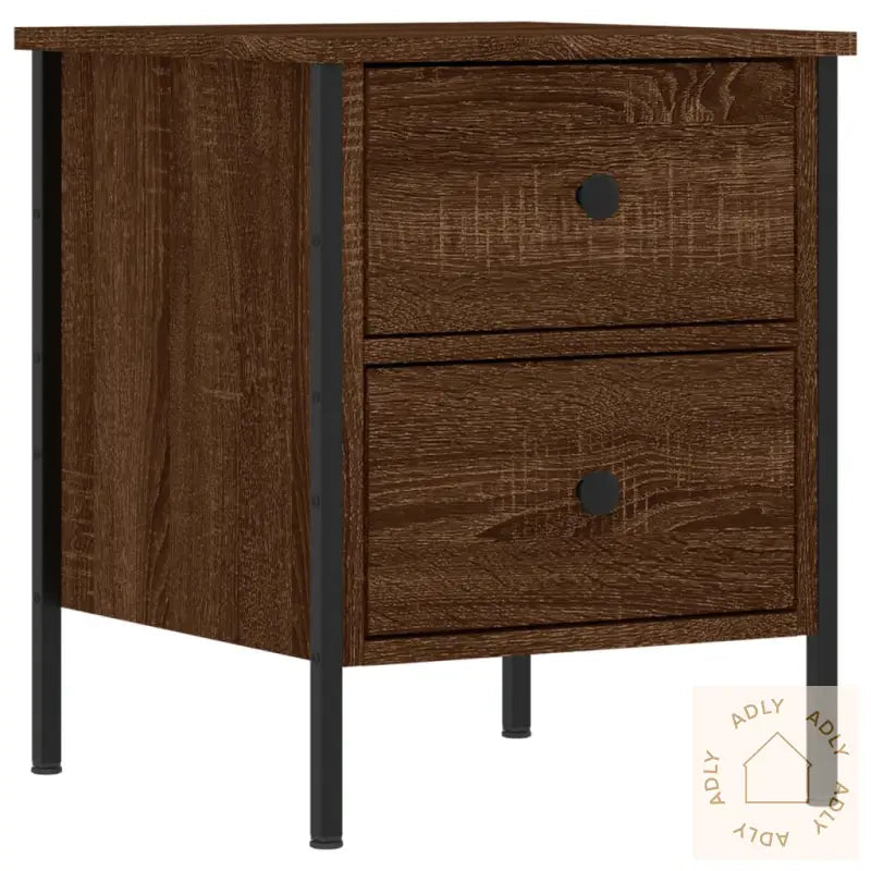 Nattbord 2 Stk Brun Eik 40X42X50 Cm Konstruert Tre