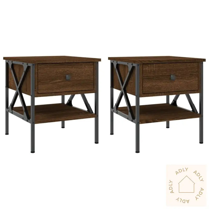 Nattbord 2 Stk Brun Eik 40X42X45 Cm Konstruert Tre
