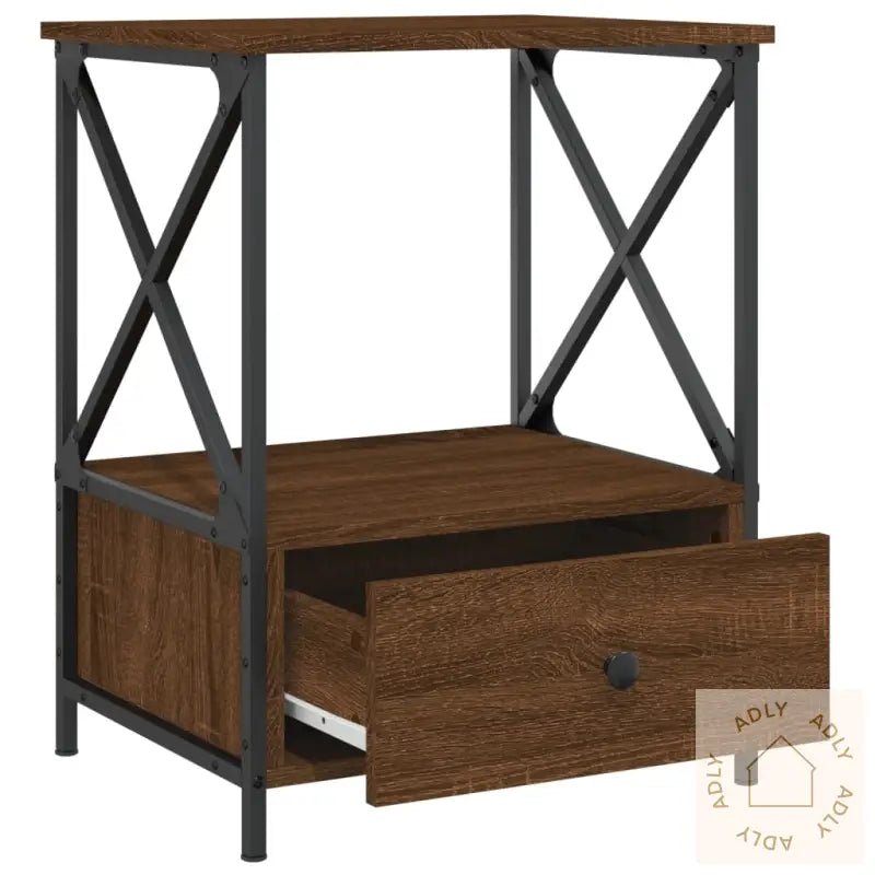 Nattbord 2 Stk Brun Eik 50X41X65 Cm Konstruert Tre