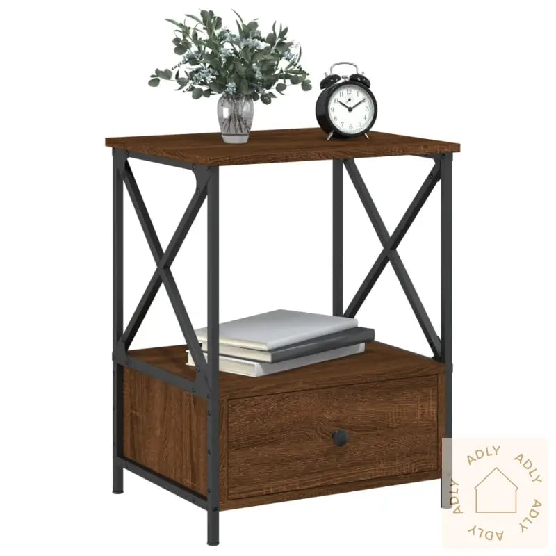 Nattbord 2 Stk Brun Eik 50X41X65 Cm Konstruert Tre