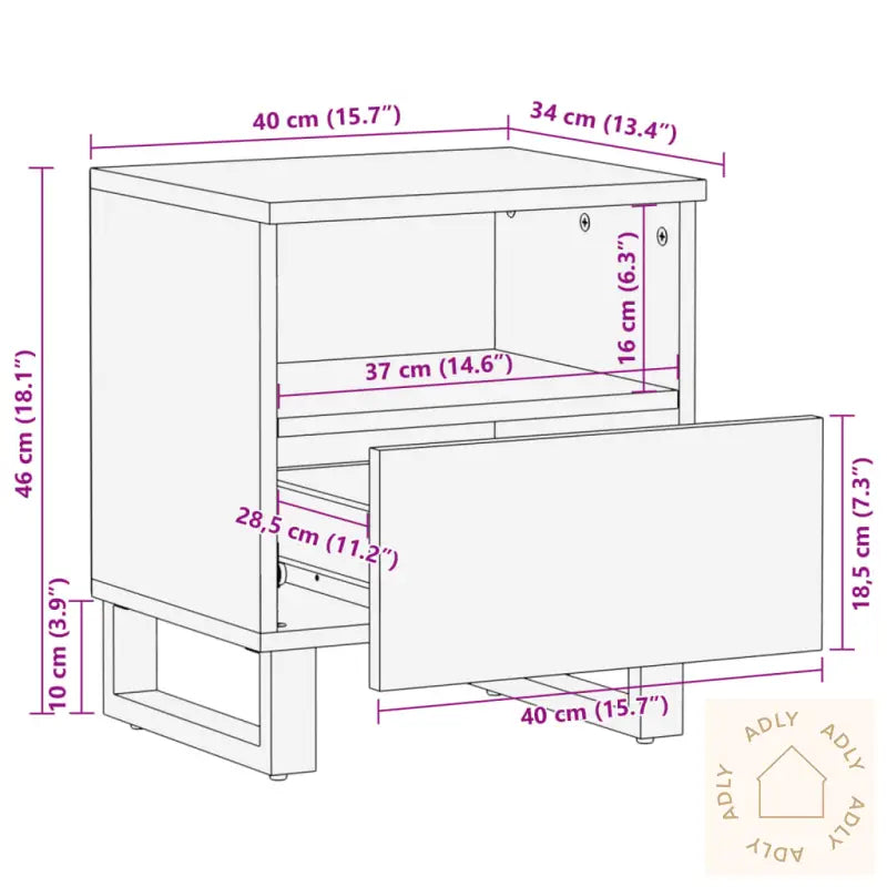 Nattbord 40X34X46 Cm Heltre Bleket Mango