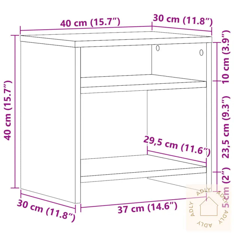 Nattbord Artisan Eik 40X30X40 Cm Konstruert Tre