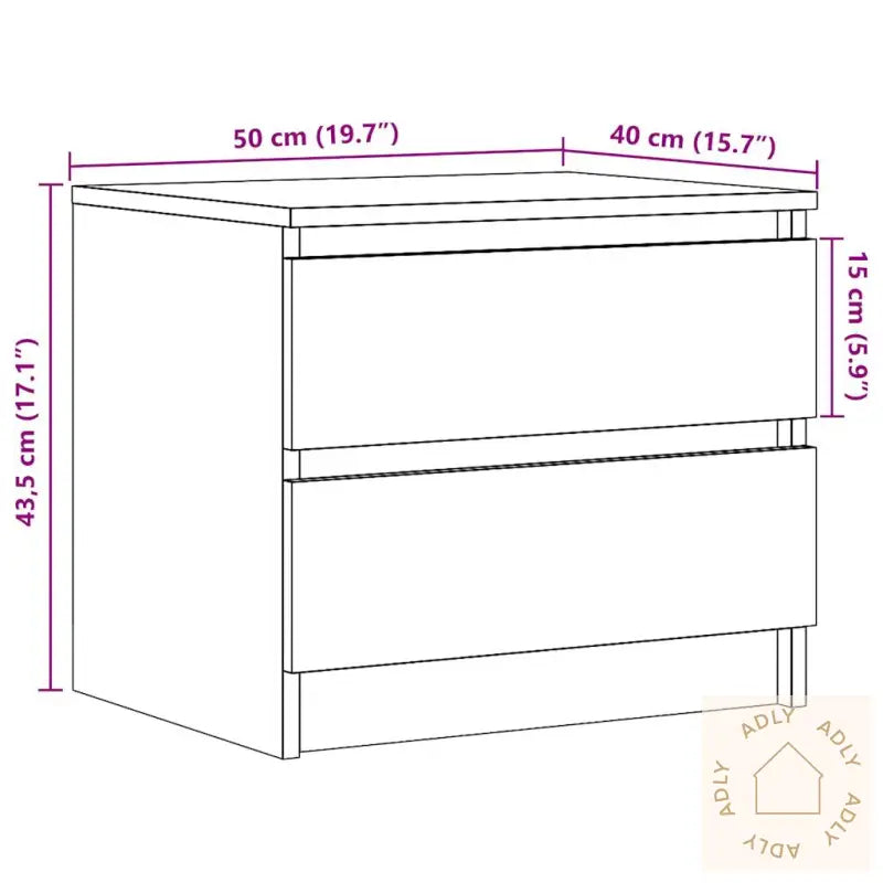 Nattbord 2 Stk Artisan Eik 50X40X43.5 Cm Konstruert Tre