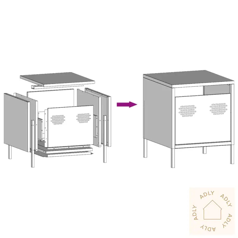 Nattbord 2 Stk Rosa 35X39X43,5 Cm Stål