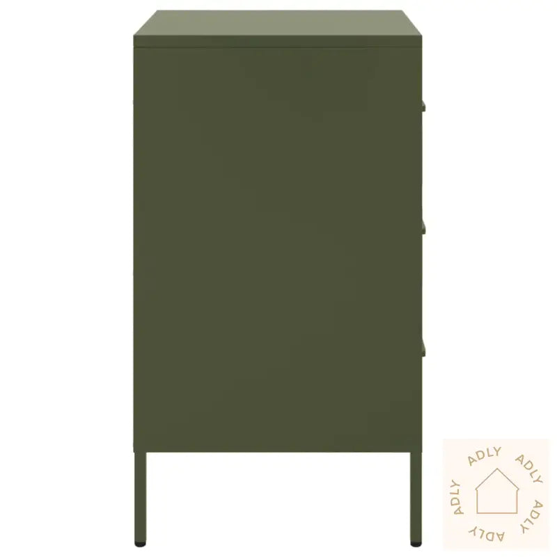 Nattbord 2 Stk Olivengrønn 36X39X68 Cm Stål