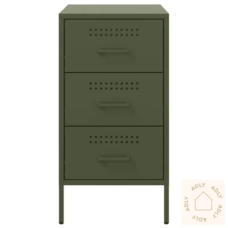 Nattbord 2 Stk Olivengrønn 36X39X68 Cm Stål
