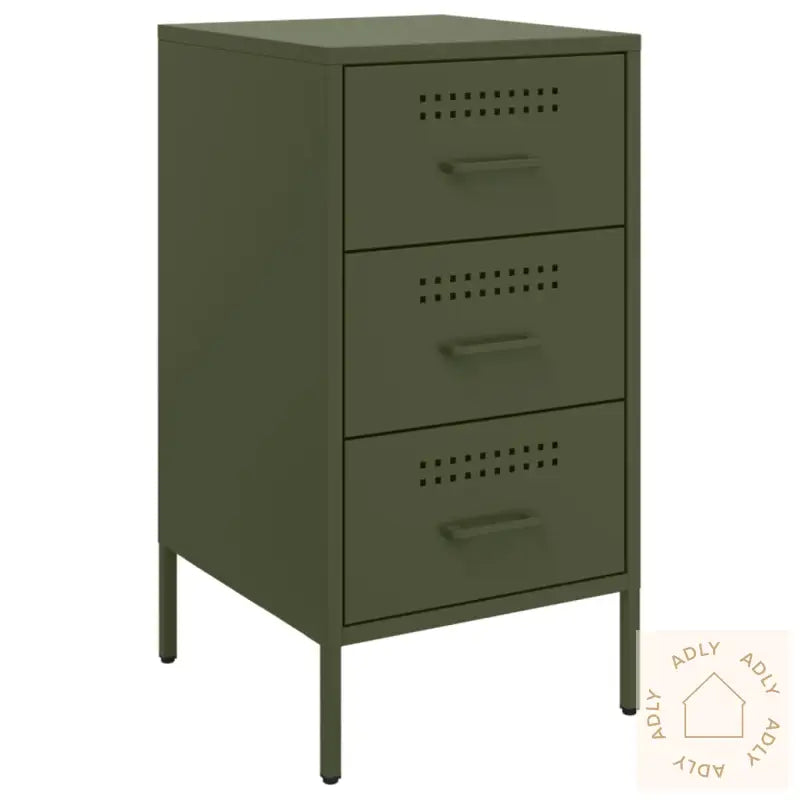 Nattbord 2 Stk Olivengrønn 36X39X68 Cm Stål