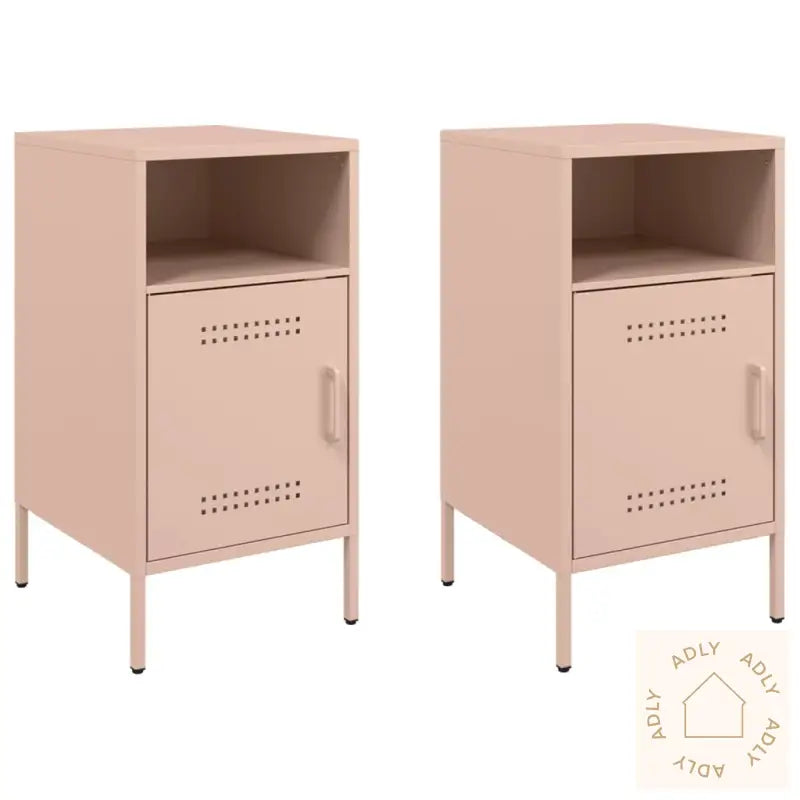 Nattbord 2 Stk Rosa 36X39X68 Cm Stål