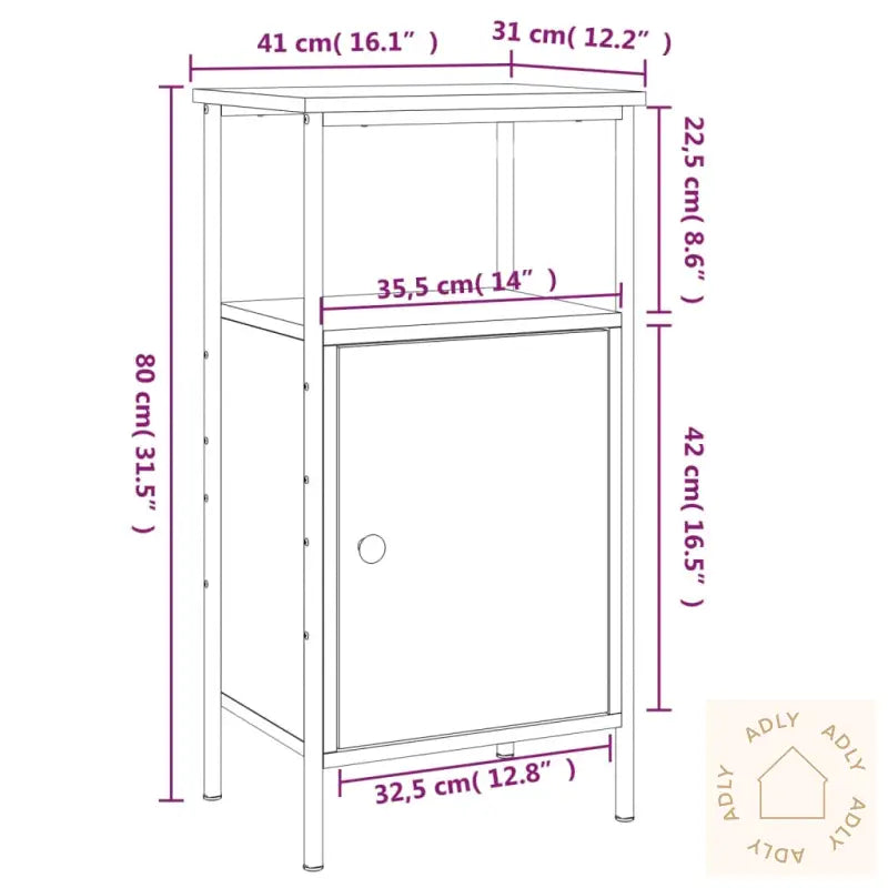 Nattbord Røkt Eik 41X31X80 Cm Konstruert Tre