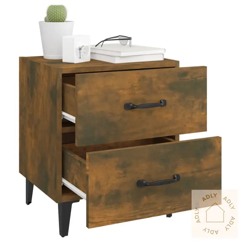 Nattbord 2 Stk Røkt Eik 40X35X47,5 Cm